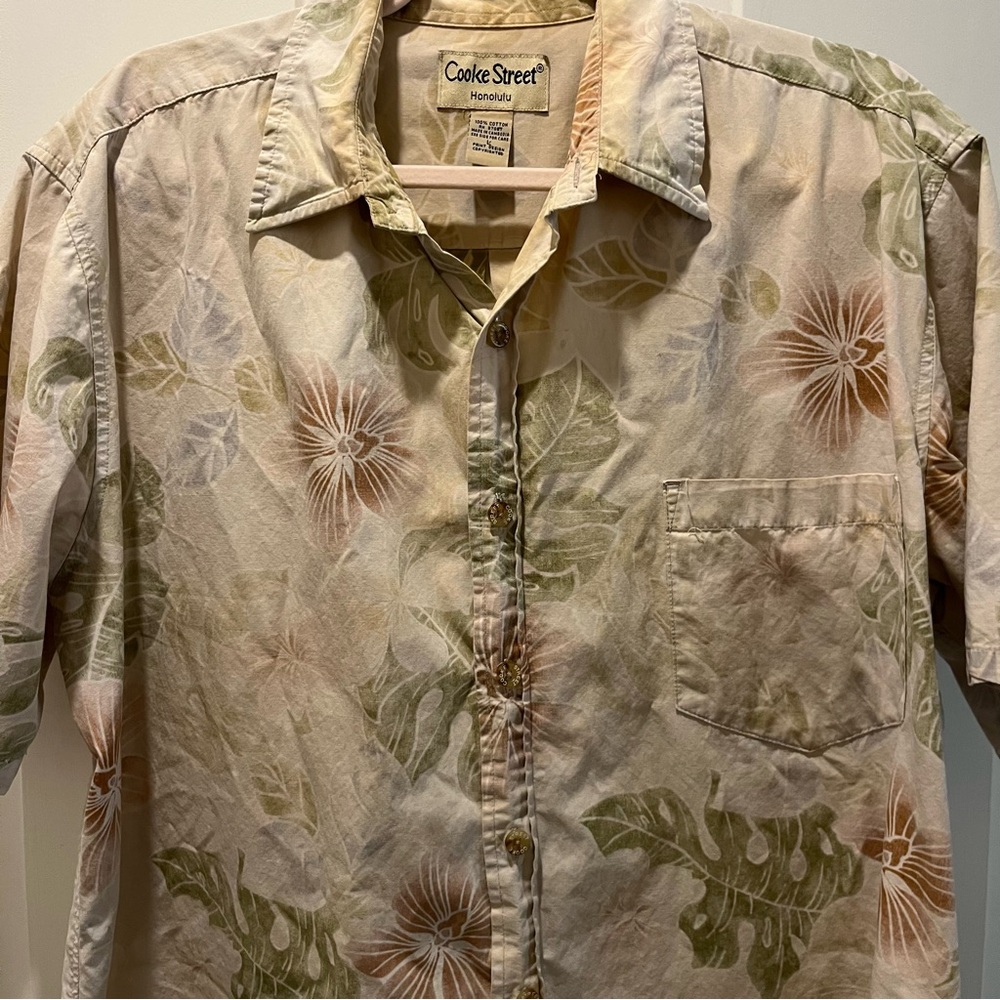 Men's Cooke Street Honolulu Cream Floral Short-Sleeve Button-Down Shirt